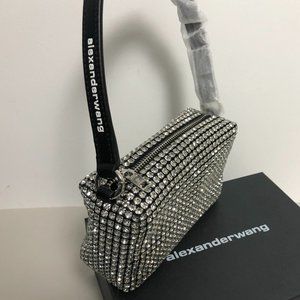 Alexander Wang heiress pouch in rhinestone mesh medium-sized pouch bag